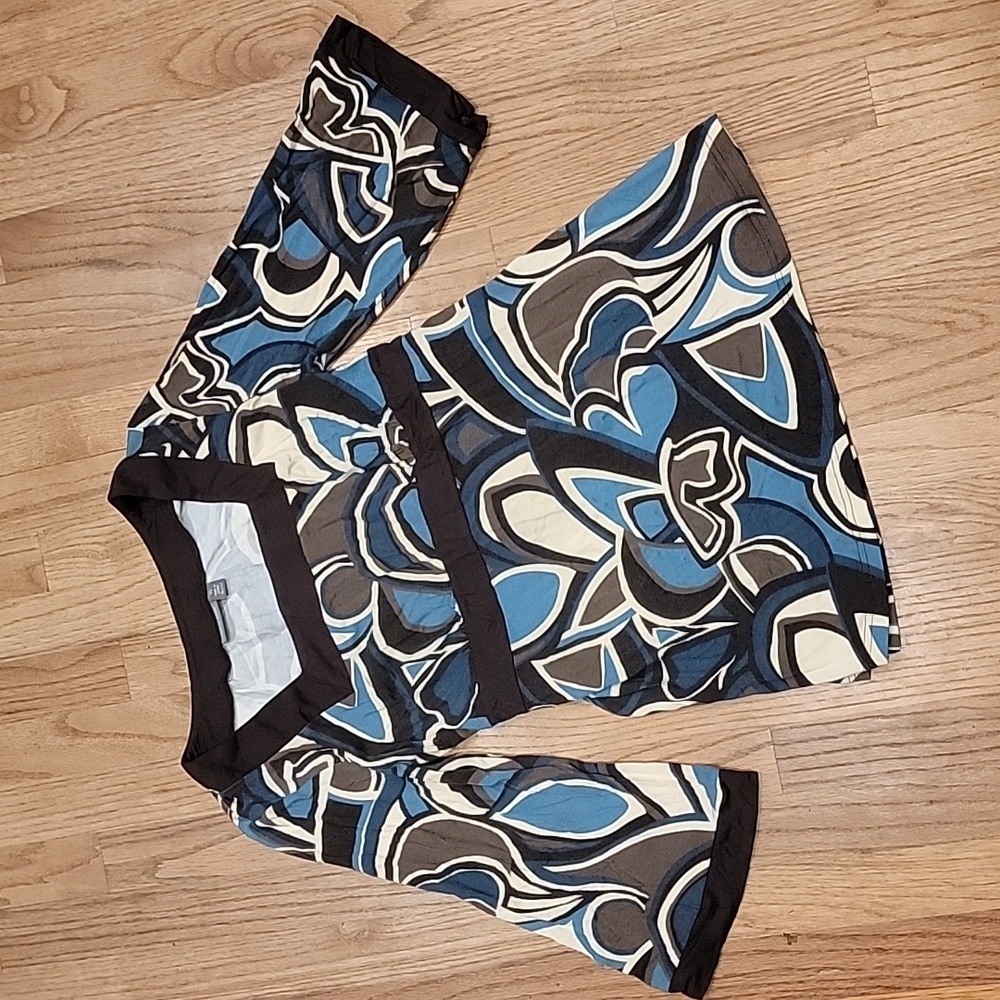 NEW Apt. 9 Women's Brown and Turquoise Print Stretch Tunic